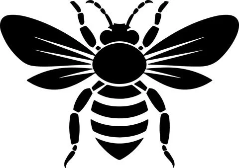 Bee Silhouette Vector Illustration White Background Stock Illustration