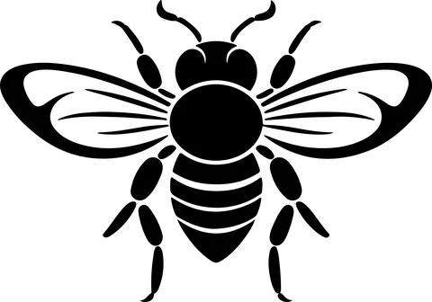 Bee Silhouette Vector Illustration White Background Stock Illustration