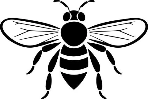 Bee Silhouette Vector Illustration White Background Stock Illustration