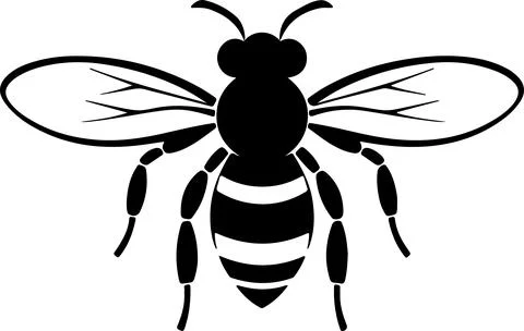 Bee Silhouette Vector Illustration White Background Stock Illustration