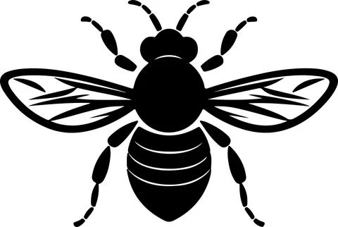 Bee Silhouette Vector Illustration White Background Stock Illustration
