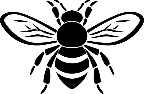 Bee Silhouette Vector Illustration White Background Иллюстрация
