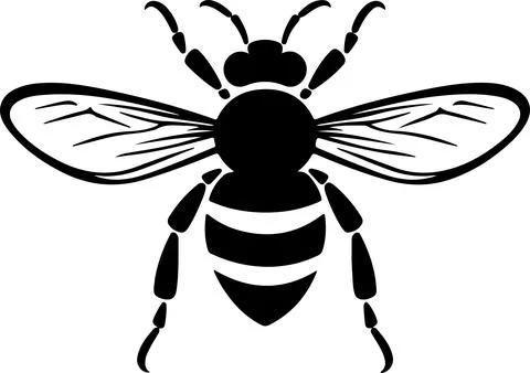 Bee Silhouette Vector Illustration White Background Stock Illustration