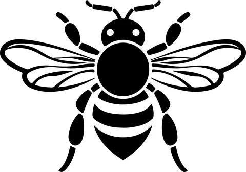 Bee Silhouette Vector Illustration White Background Illustrazione stock