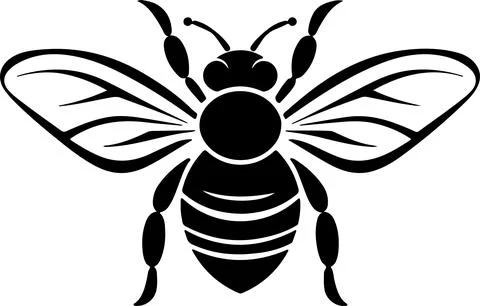 Bee Silhouette Vector Illustration White Background Stock Illustration