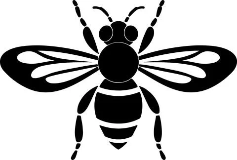 Bee Silhouette Vector Illustration White Background Stock Illustration