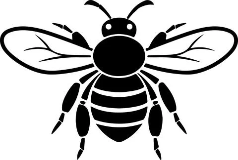 Bee Silhouette Vector Illustration White Background Stock Illustration