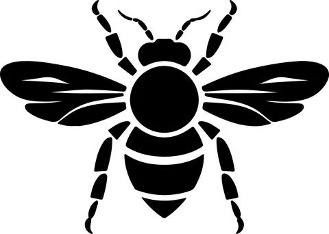 Bee Silhouette Vector Illustration White Background Illustrazione stock
