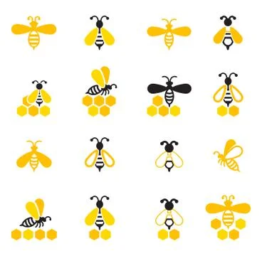 Bee sitting on a honeycomb. Stock Illustration