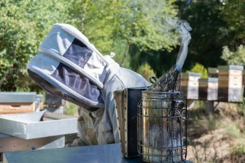 Bee smoker, a beekeeping basic equipment Stock Photos