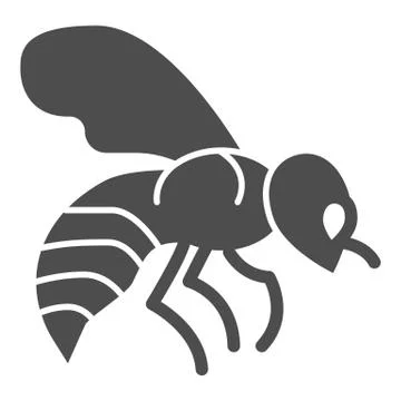 Bee solid icon, Honey concept, Honey bee sign on white background, Flying insect Stock Illustration