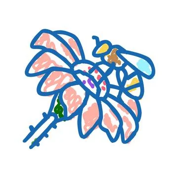 Bee spring flower icon doodle illustration Ilustração Stock