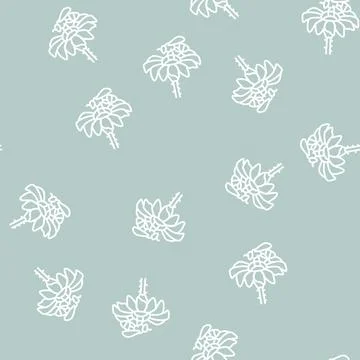 Bee spring flower line seamless pattern Stock Illustration