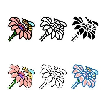 Bee spring flower minimal color icon vector Stock Illustration