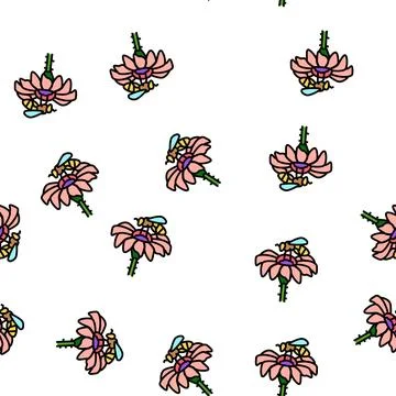 Bee spring flower vector seamless pattern Stock Illustration