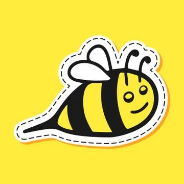 Bee sticker cartoon Stock Illustration