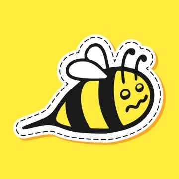 Bee sticker cartoon Stock Illustration