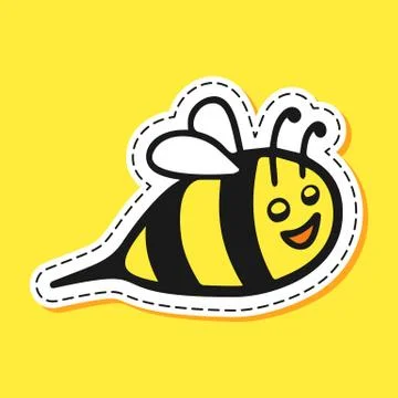 Bee sticker cartoon Stock Illustration