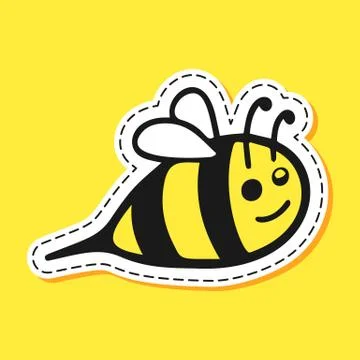 Bee sticker cartoon Stock Illustration