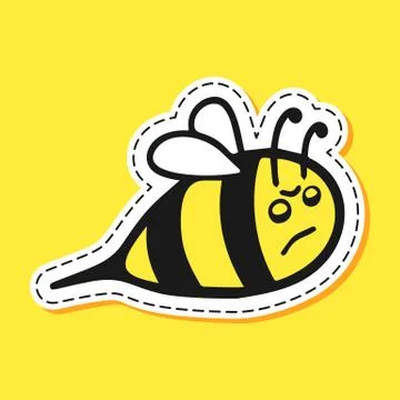 Bee sticker cartoon Stock Illustration