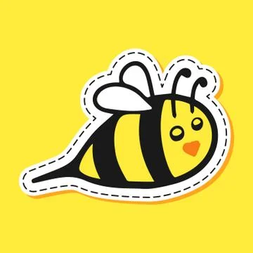 Bee sticker cartoon Stock Illustration