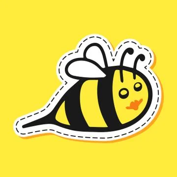 Bee sticker cartoon Stock Illustration
