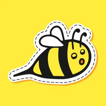Bee sticker cartoon Stock Illustration