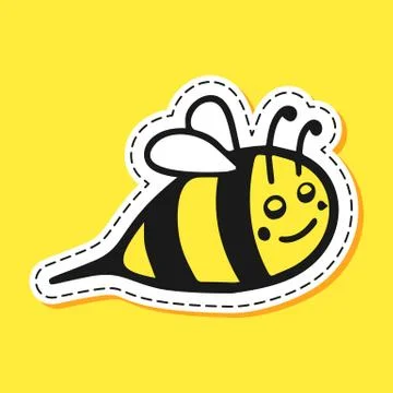 Bee sticker cartoon Stock Illustration