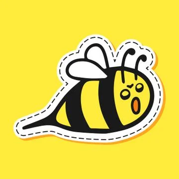 Bee sticker cartoon Stock Illustration