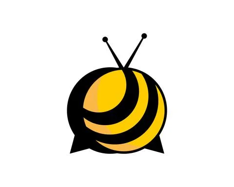 Bee sting with bubble chat shape logo Stock Illustration