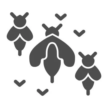 Bee swarm solid icon, Honey concept, Honey bees sign on white background, colony Stockillustratie