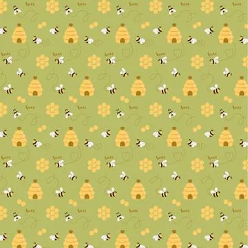 Bee sweet honey pattern Bee hive background Bee seamless pattern Cute natural Stock Illustration
