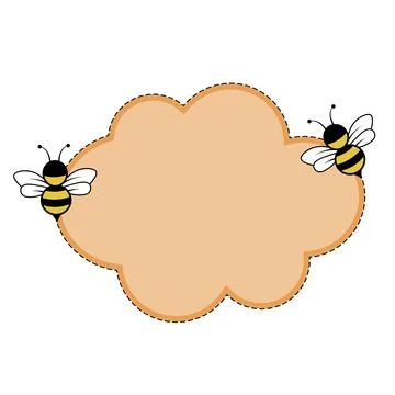 Bee Themed Note Paper Background with Cute Cloud Frame Vector Illustration Stock Illustration