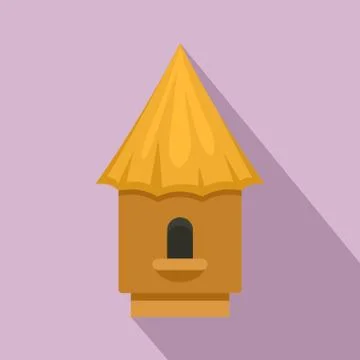 Bee tree house icon, flat style Illustrazione stock