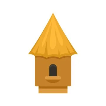 Bee tree house icon, flat style Illustrazione stock