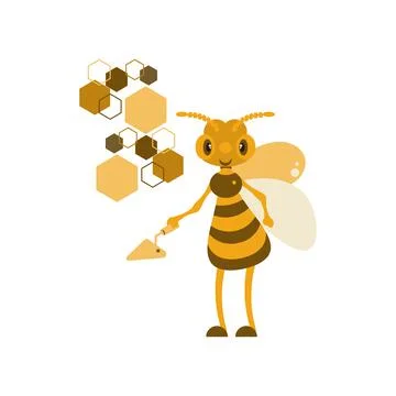 Bee with a trowel. Illustration. Stock Illustration