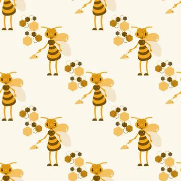 Bee with a trowel. Illustration.Pattern. Stock Illustration