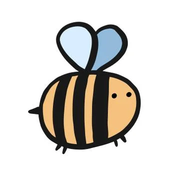 Bee. Vector color illustration in doodle style. Freehand drawing Stock Illustration