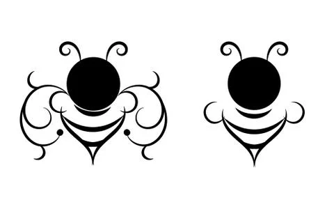 Bee Vector illustration on white background,Bee drawing white and black Stock Illustration