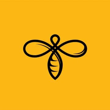 Bee vector line yellow icon for honey beekeeping Stock Illustration