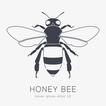 Bee Vector Logo. Business Icon for Your Company. Monochrome Illustration Stock Illustration