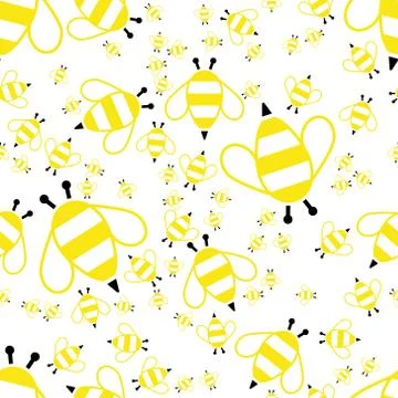 Bee vector seamless pattern Stock Illustration