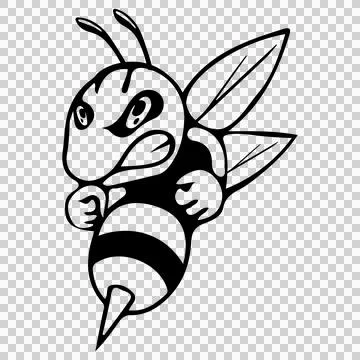 Bee Wasp Flying With Insect And Wings Иллюстрация