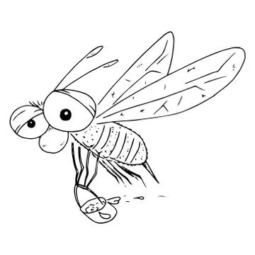 Bee, wasp hand drawn. Stock Illustration