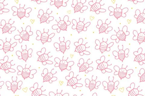 Bee white background. Funny cute kids pattern Stock Illustration