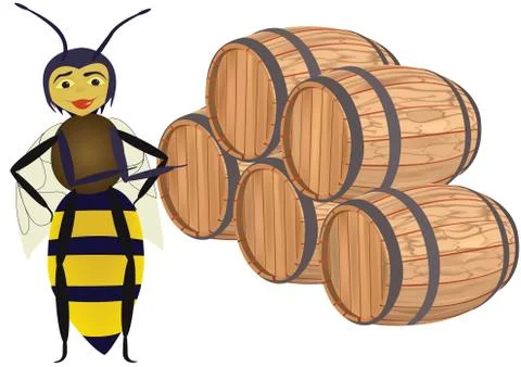 $bee with wooden Illustrazione stock
