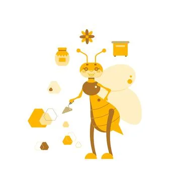 A bee is a worker with a trowel tool. Stock Illustration