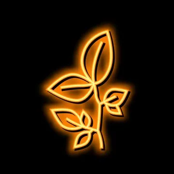 Beech leaf neon glow icon illustration Stock Illustration