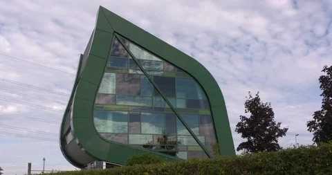 Beech leaf shaped Building of the Green Court of Audit Stock Footage 98581079