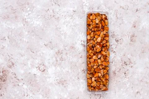Beech nuts on light background,top view Stock Photos